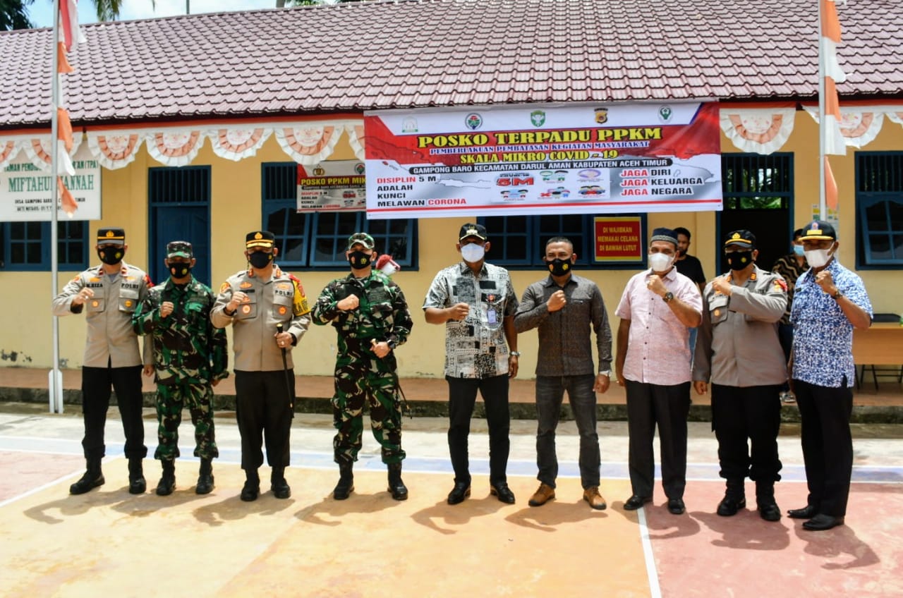 Bupati Aceh Timur Tinjau Posko PPKM Mikro Sampai ke Tingkat Gampong