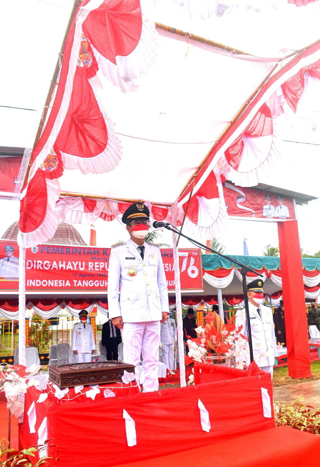 Detik-Detik Proklamasi HUT KEMRI KE-76 Tahun Di Kabupaten Nias Bupati Nias Inspektur Upacara