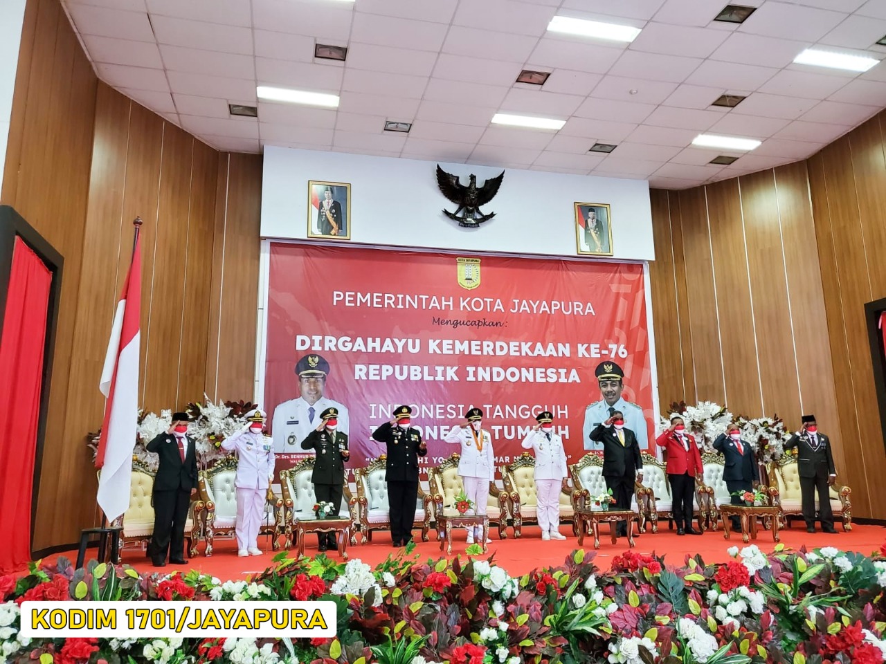 Upacara HUT Ke-76 RI Tahun 2021 Secara Virtual di Korem 172/PWY