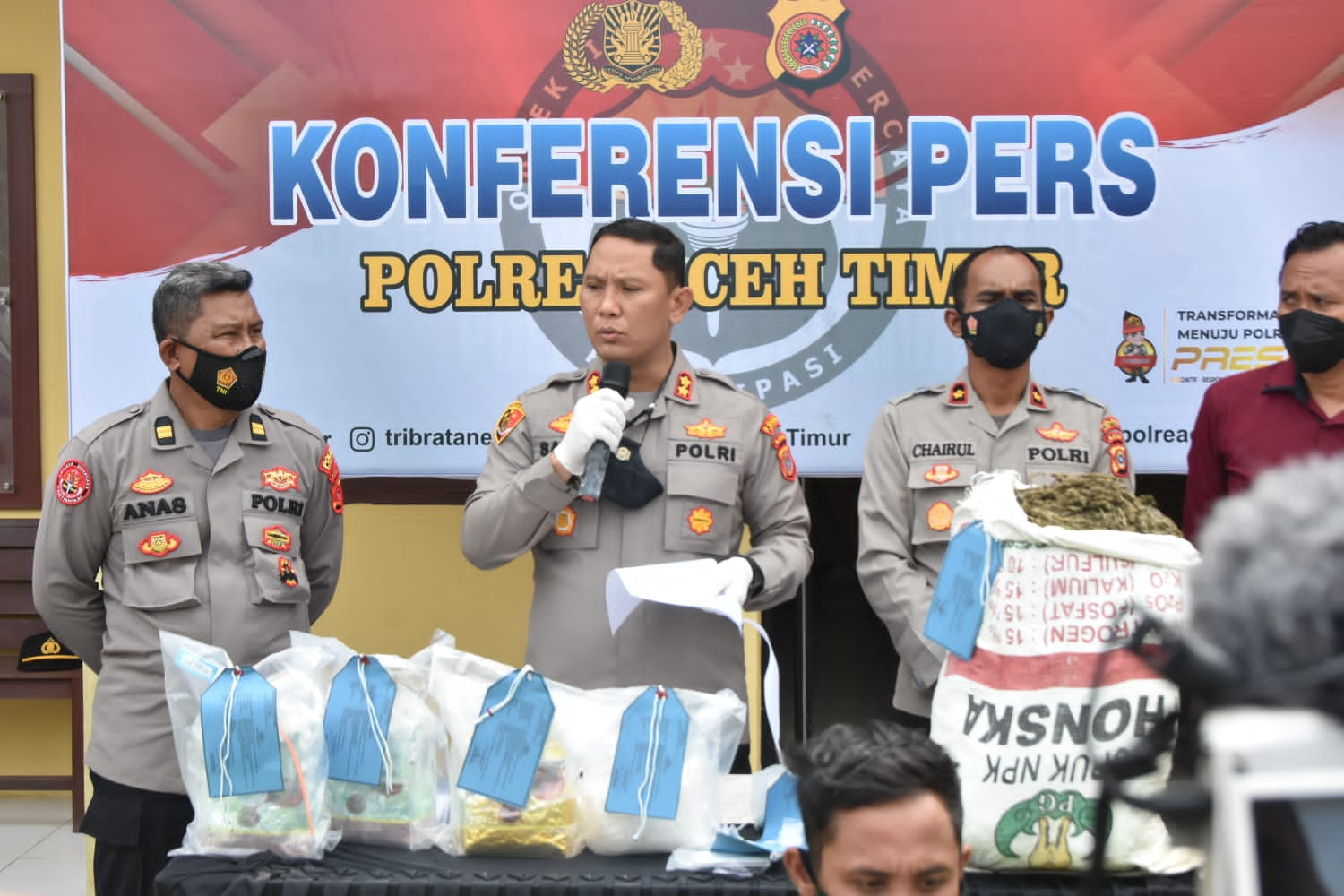 *Kapolres Aceh Timur Pimpin Konferensi Pers Pengungkapan Pelaku Tindak Pidana Penyalahgunaan Narkotika*