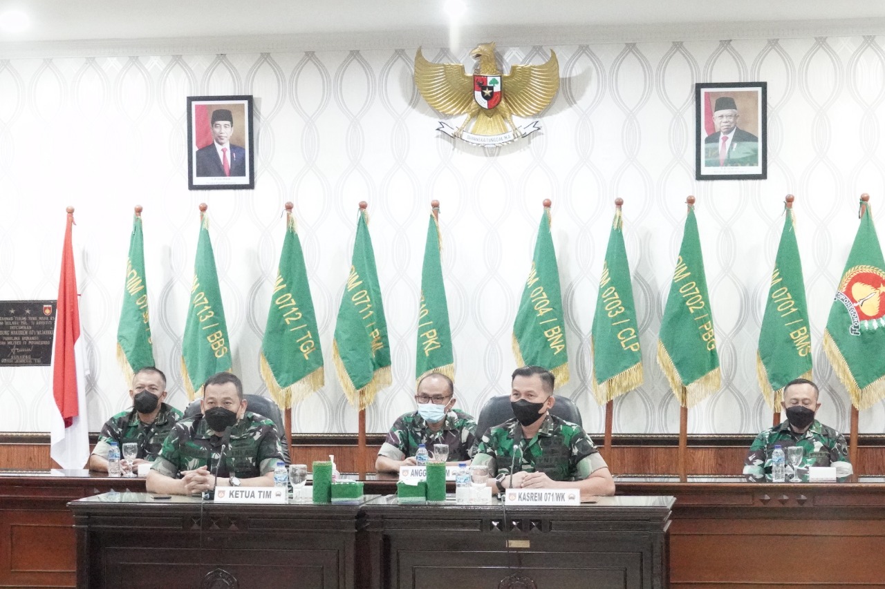 Korem 071/Wijayakusuma Terima Tim Wasrik Post Audit Itdam IV/Diponegoro