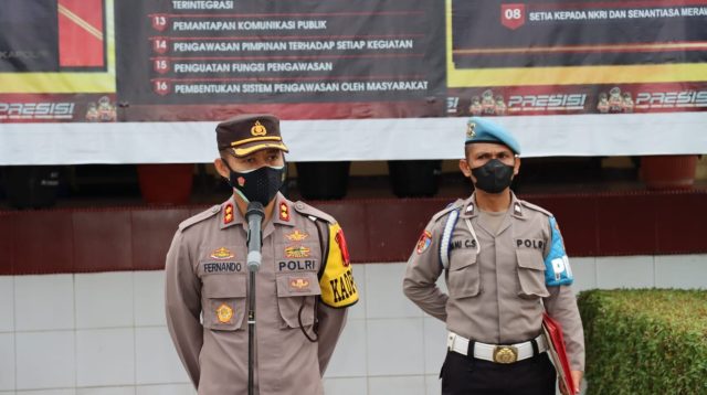 Kapolres Pematangsiantar Pimpin Apel Serpas Personel Pos Pak OPS Ketupat Toba 2022