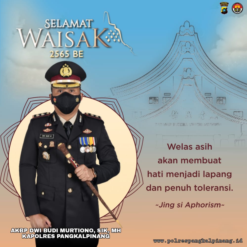 Kapolres Pangkalpinang Sampaikan Ucapan Selamat Hari Raya Waisak 2566 BE/2022 M