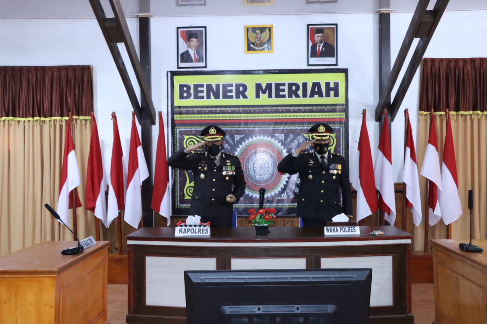 Kapolres Bener Meriah serta Pejabat Utama Polres Ikuti Upacara Hari Lahir Pancasila secara Virtual 