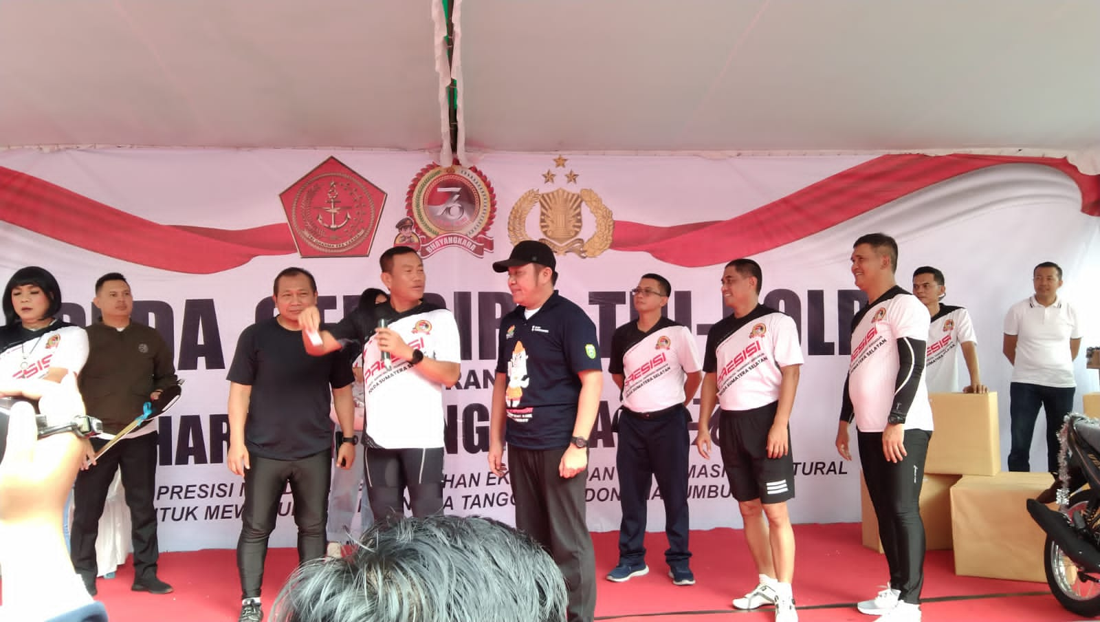 Danlanal Palembang Hadiri Kegiatan Sepeda Gembira TNI-POLRI Secara Serentak Dalam Rangka HUT Bhayangkara Ke-76 Tahun 2022