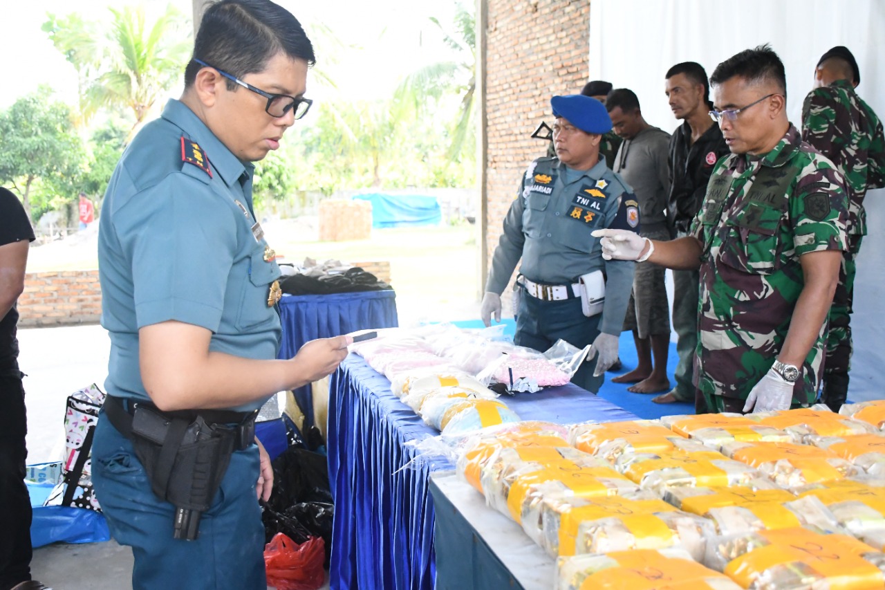 Panglima Koarmada I Apresiasi Lanal Tanjung Balai Asahan Atas Keberhasilan Menggagalkan Penyelundupan Narkoba