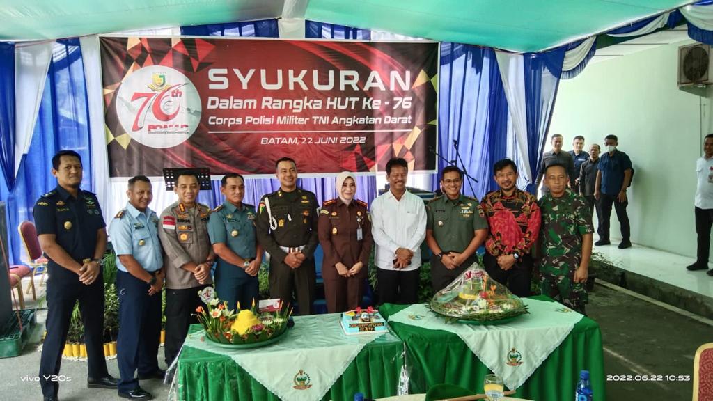 Komandan Lanal Batam : Selamat Memperingati HUT Ke-76 Corps Polisi Militer TNI AD