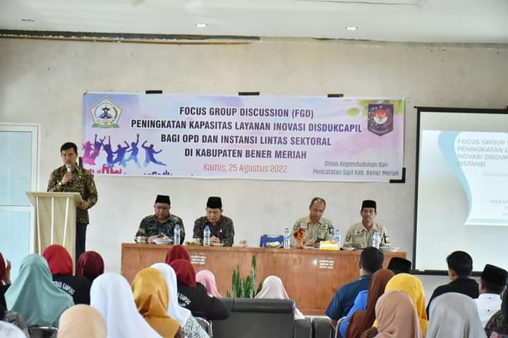 Plt Asisten 1 Buka FGD Kapasitas Layanan Inovasi Di Disdukcapil Bener Meriah