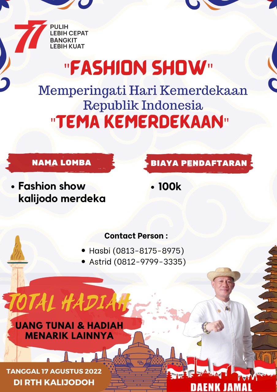 Meriahkan HUT RI ke 77 RTH Kalijodo Gelar Berbagai Lomba dan Fashion Show Kalijodo Merdeka