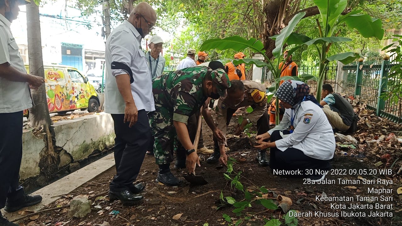 Penghijauan, Babinsa Serma Ery Bersama Personil Tiga Pilar Kel. Maphar Laksanakan Penanaman Pohon