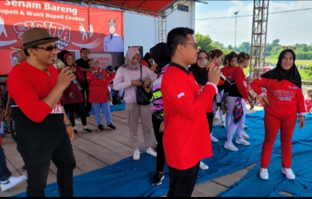 Demi Ajang Education Kebangsaan, Robi Putra Sulung Wakil Bupati Cirebon Mengikuti Senam SICITA.