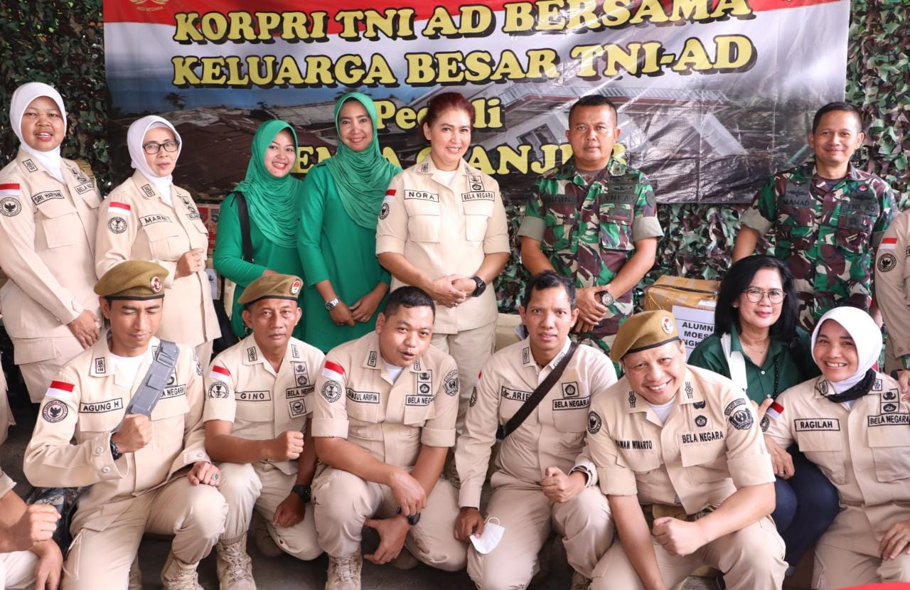 Korpri TNI AD Berikan Bantuan Korban Gempa Cianjur