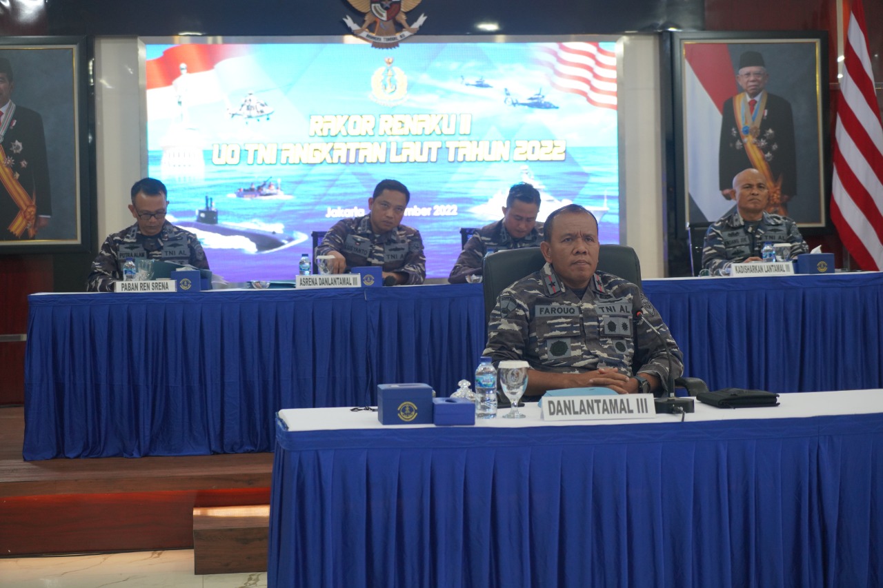 DANLANTAMAL III JAKARTA IKUTI RAKOR RENAKU II UO TNI AL TAHUN 2022 SECARA VIRTUAL