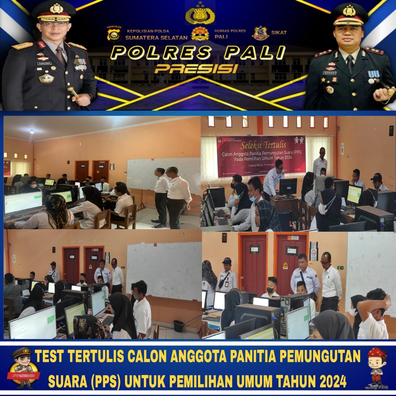 Sat Intelkam Polres PALI, Monitoring Pelaksanaan Tes Tertulis Calon Anggota PPS Pilihan 2024