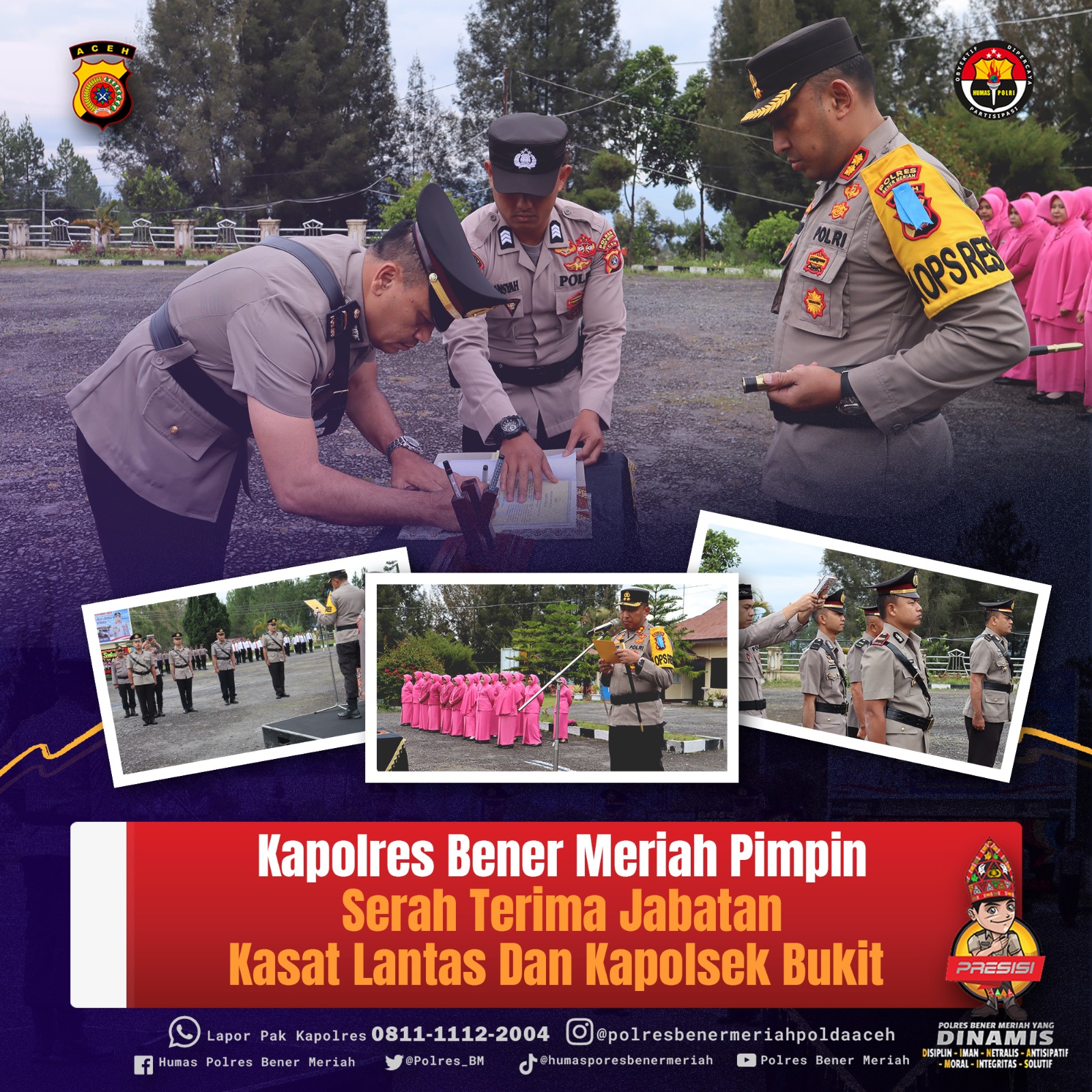 Kapolres Bener Meriah Pimpin Serah Terima Jabatan Kasat Lantas Dan Kapolsek Bukit