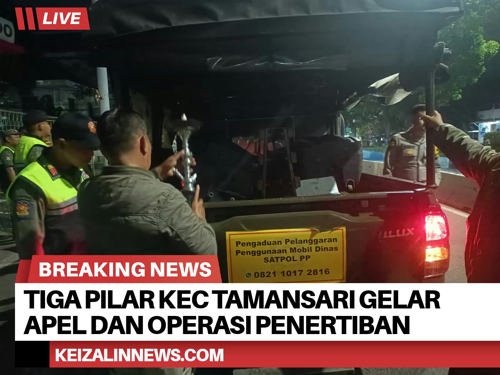 Tertibkan Wilayah, Petinggi Tiga Pilar Kecamatan Tamansari Gelar Apel dan Operasi