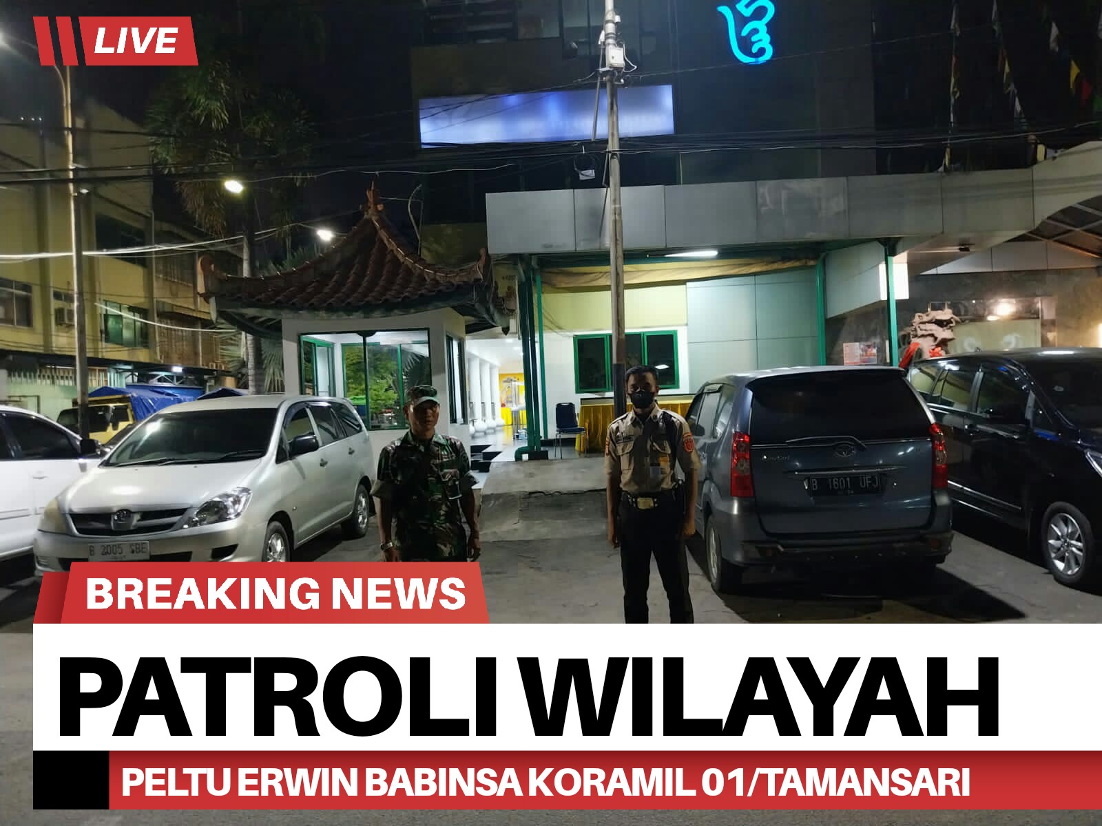 Patroli Koramil 01/Tamansari, Peltu Erwin bersama Wanra dan Mitra Santroni Wilayah