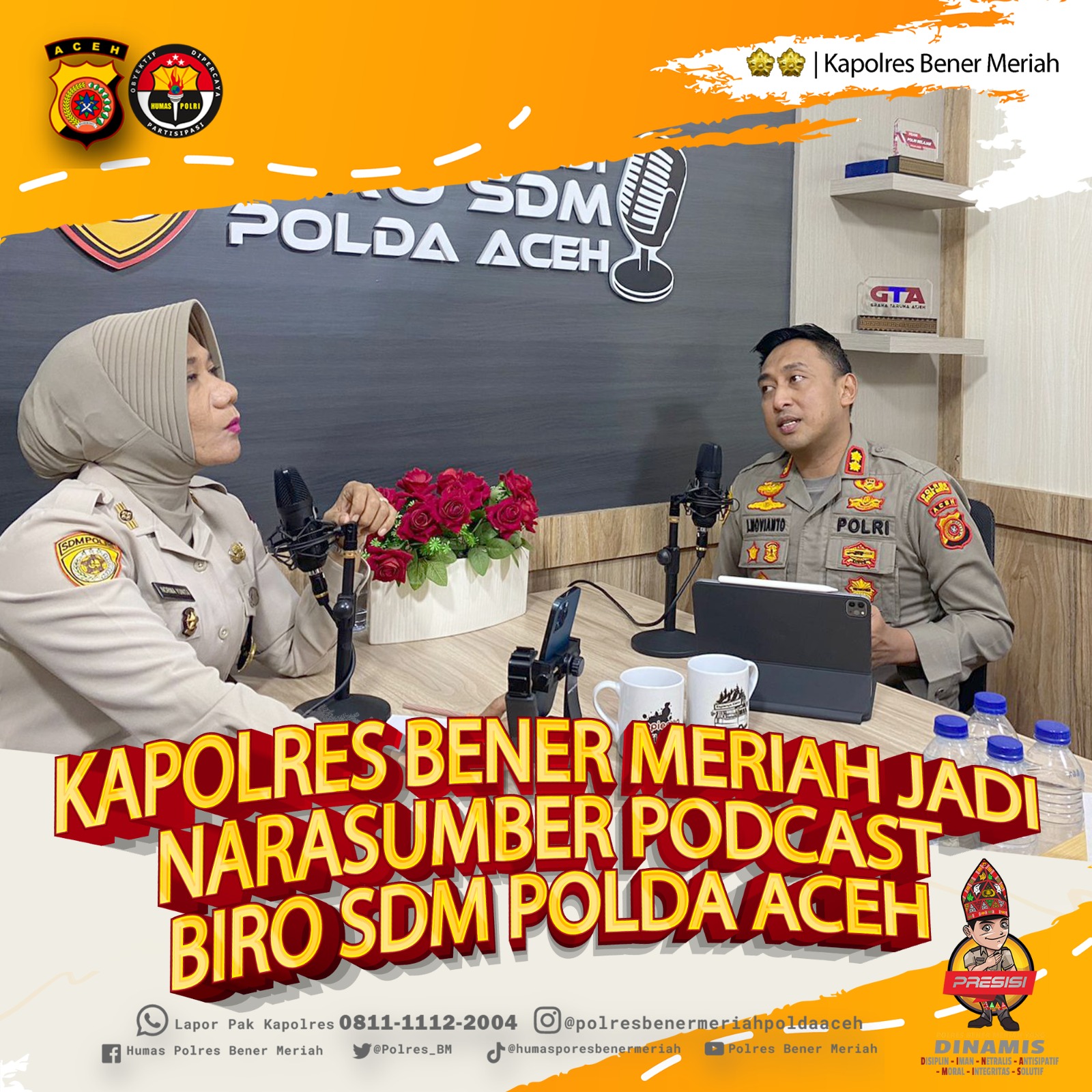 Kapolres Bener Meriah Menjadi Pembicara Pada Podcast Biro SDM Polda Aceh