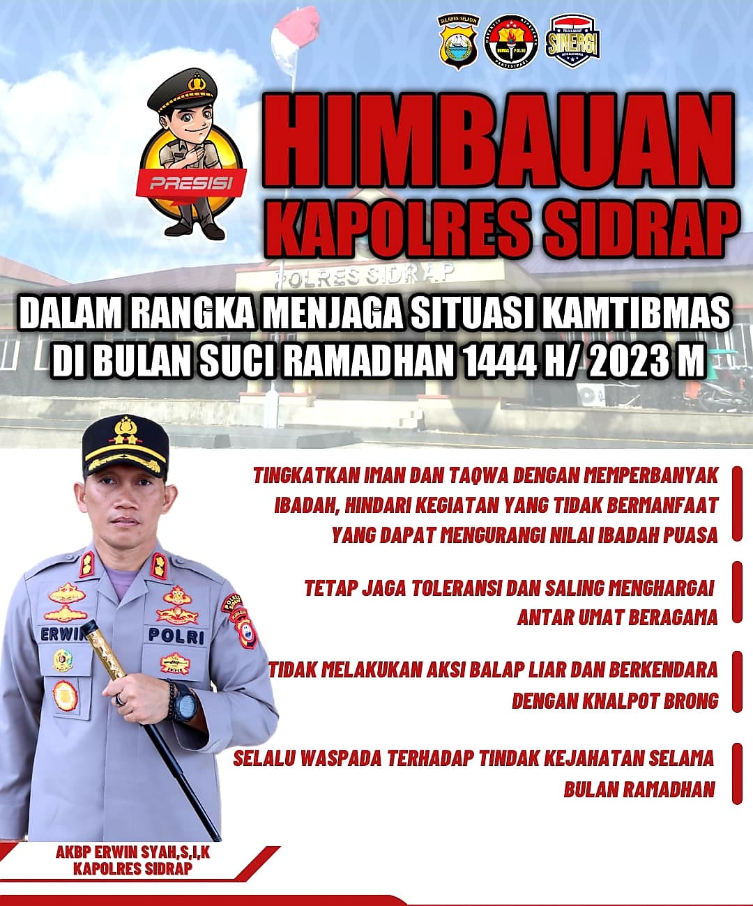 Kapolres Sidrap Beri Himbauan Untuk Menjaga Kamtibmas Saat Bulan Suci Ramadhan 1444 H