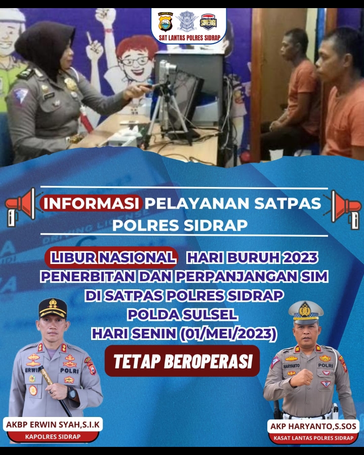 Dihari Libur Nasional, Satpas SIM Polres Sidrap Tetap Buka Seperti Biasa