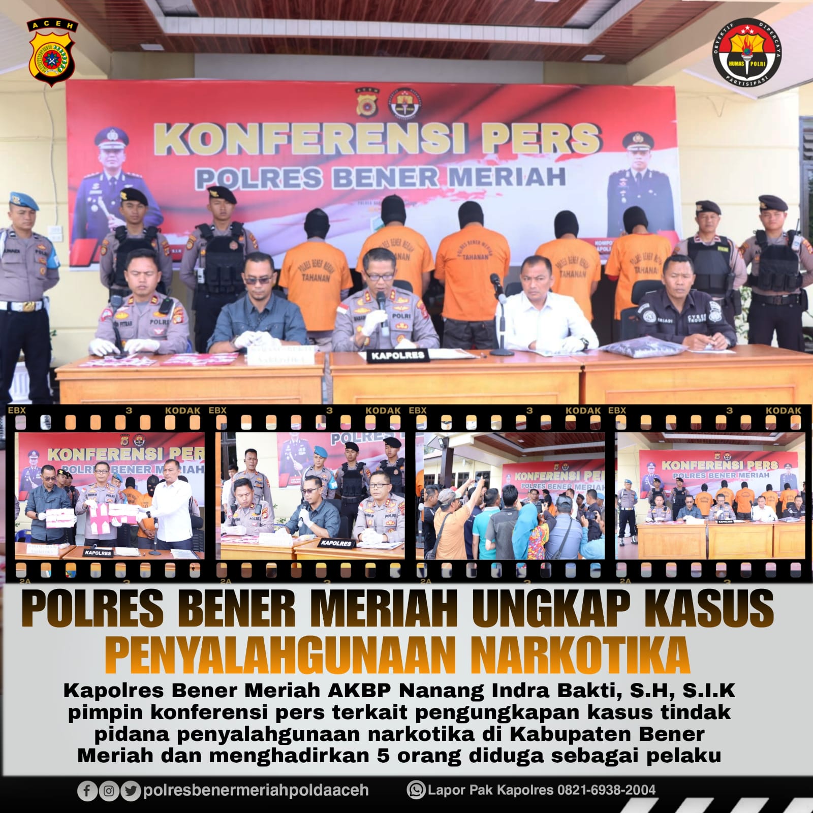 Polres Bener Meriah Gelar Konferensi Pers Terkait Pengungkapan Kasus Narkoba