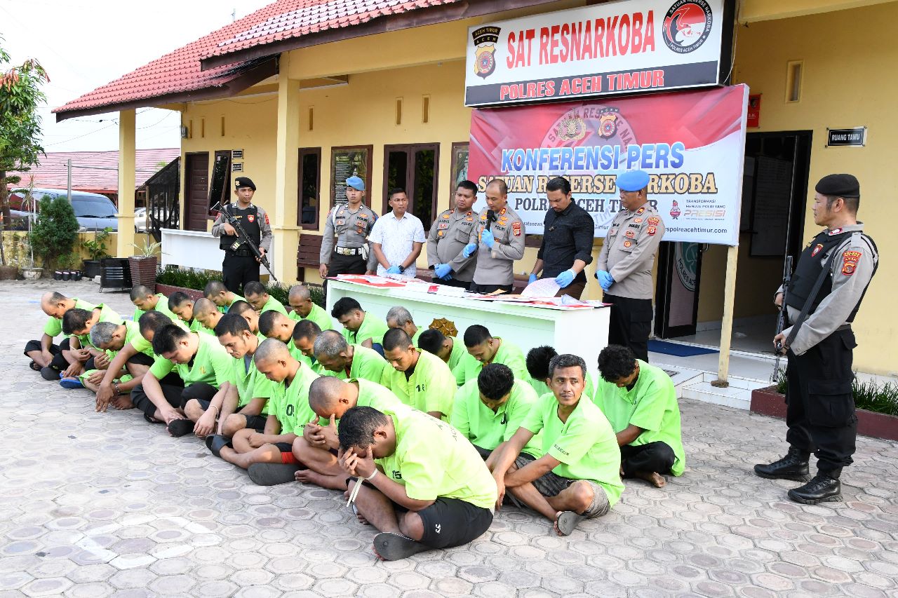 Dalam Satu Bulan Polres Aceh Timur Tangkap 28 Pengedar Narkoba