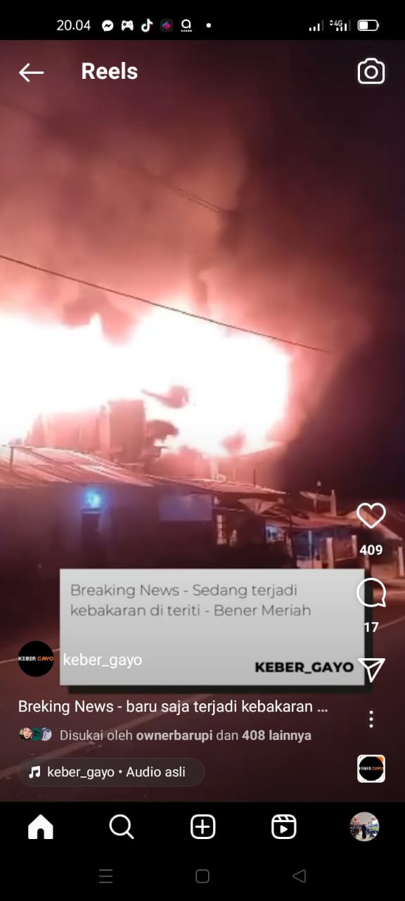 Kobaran Sijago Merah Menghamuk Dan Sempat Melahap empat Unit Rumah.