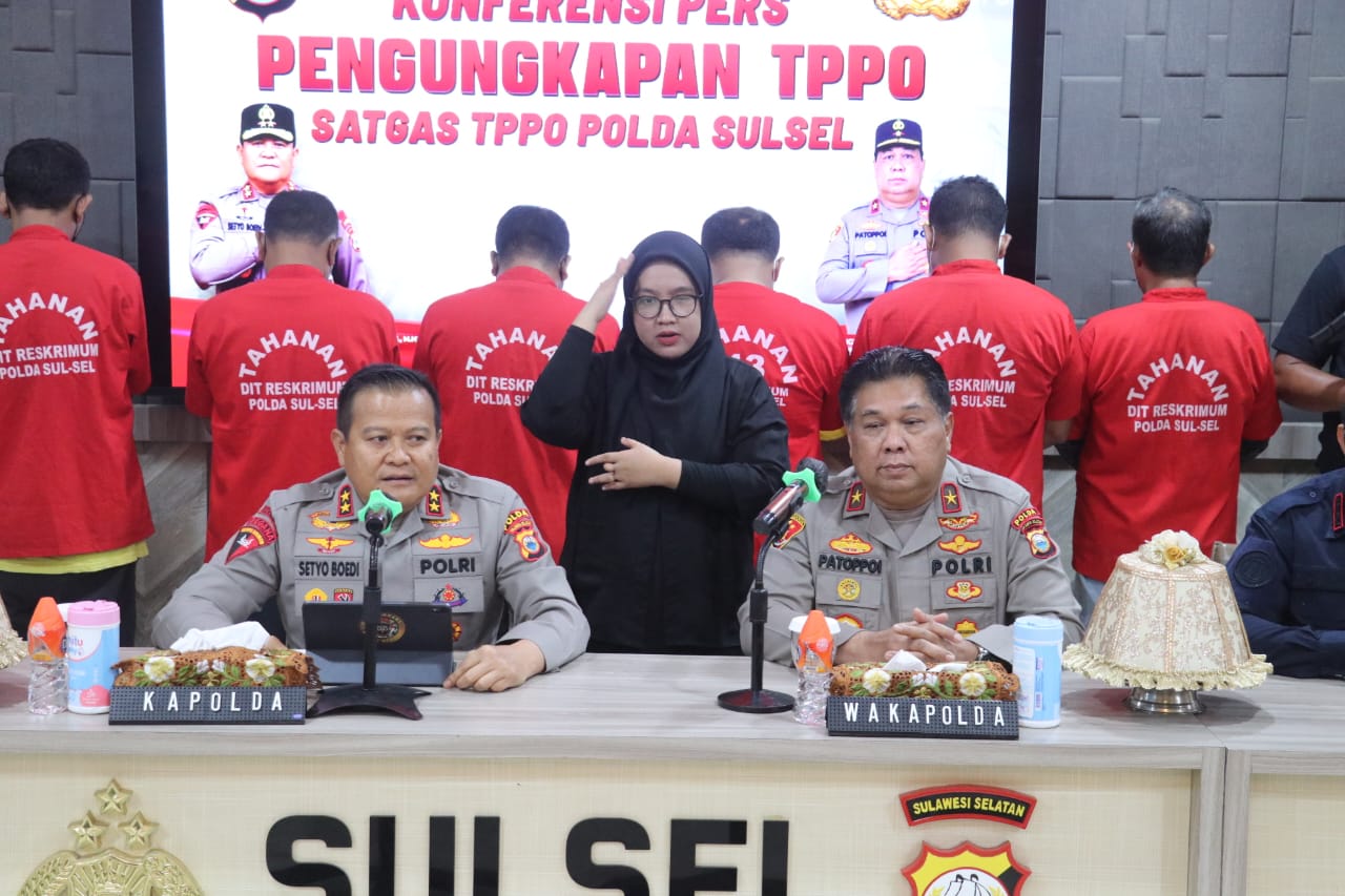 Kapolda Sulsel Gelar Konferensi Pers Kasus TPPO di Sulsel