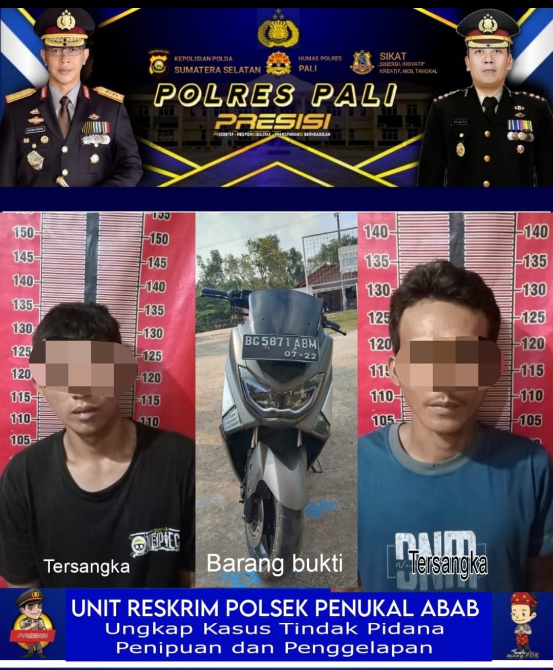 Diduga Lakukan Penipuan 2 Pemuda Diringkus Polsek Penukal Abab Polres PALI