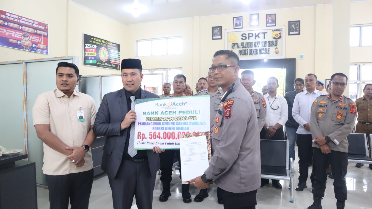 Kapolres Bener Meriah Melaksanakan Serah Terima Gedung SPK-T Sanika Satyawada Polres Bener Meriah