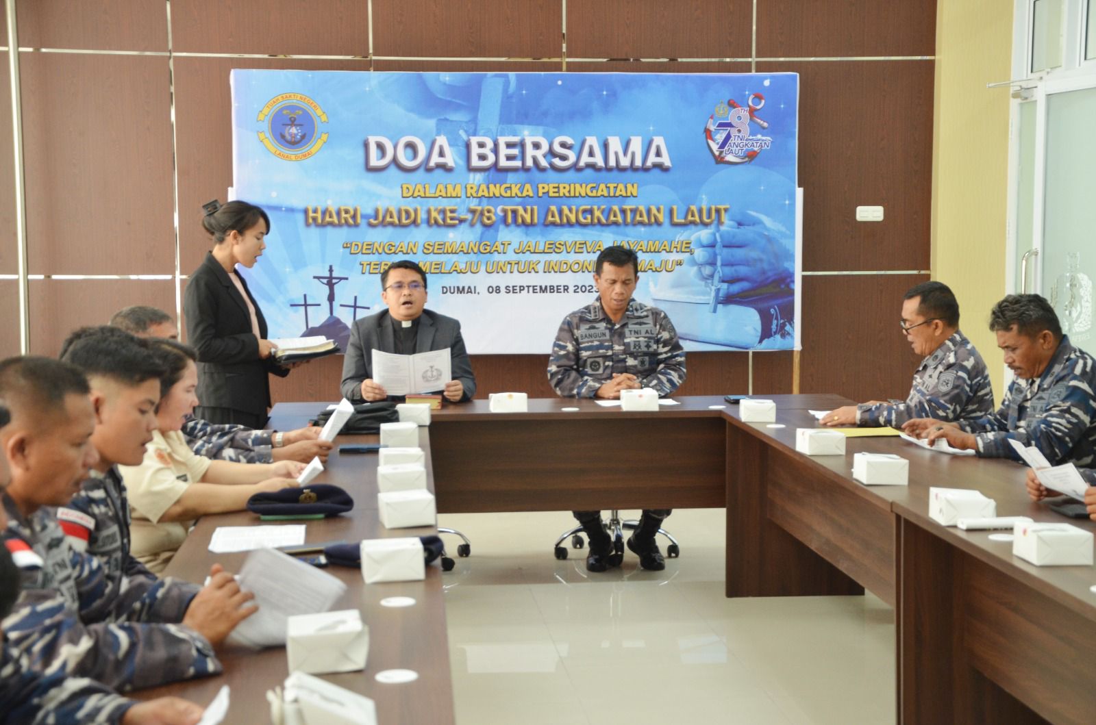 Lanal Dumai Laksanakan Doa Bersama Menyambut HUT TNI Angkatan Laut Ke-78