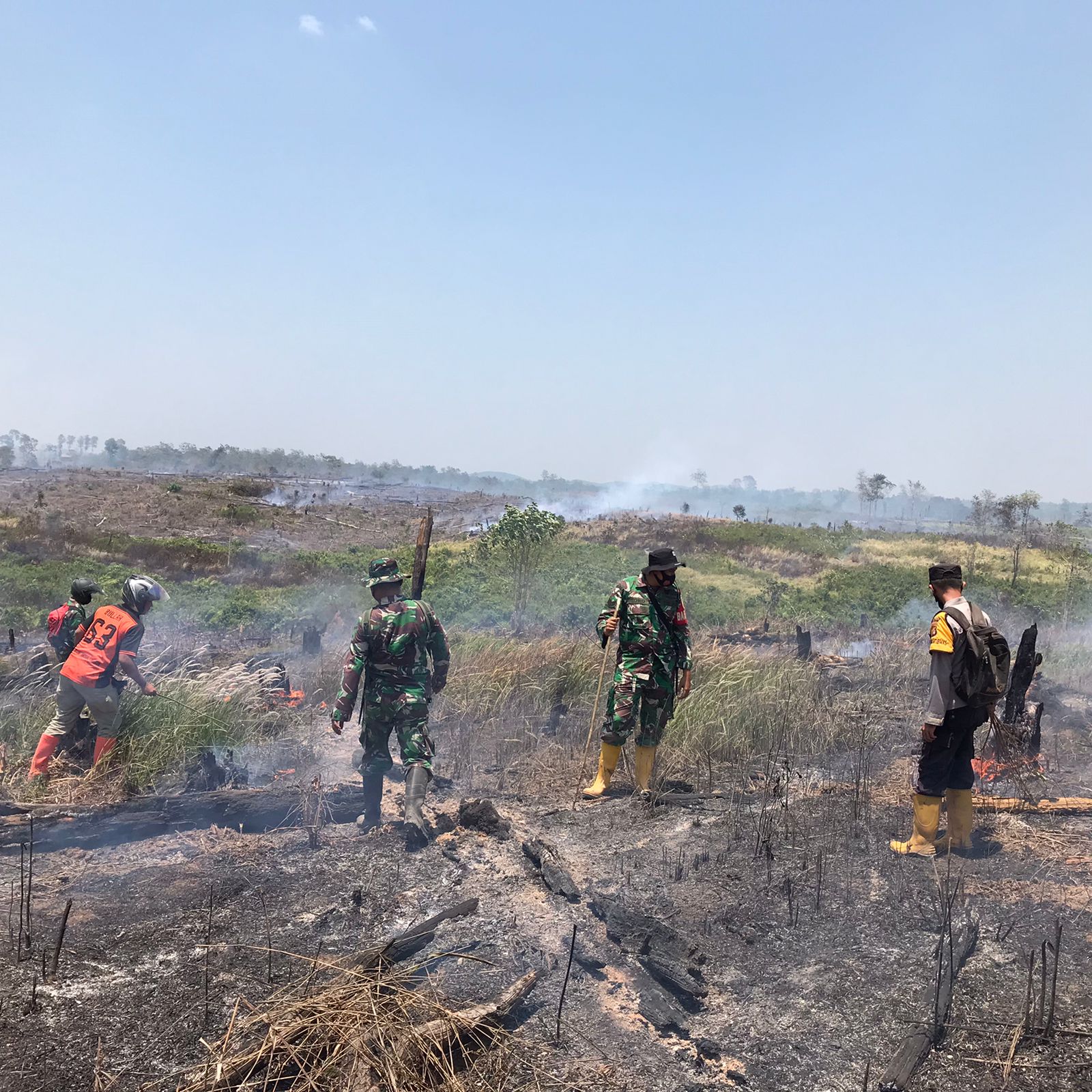 14 Titik Hotspot Api Karthula Terpantau di Wilhumnya, Polsek Tanah Ubi Laksanakan Ground Check