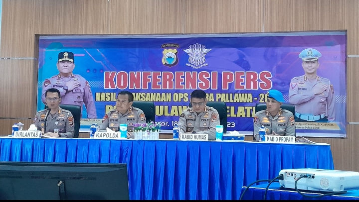 Konferensi Pers Hasil Pelaksanaan Ops Zebra Pallawa 2023, Angka Pelanggaran dan Laka Lantas Turun 51 Persen