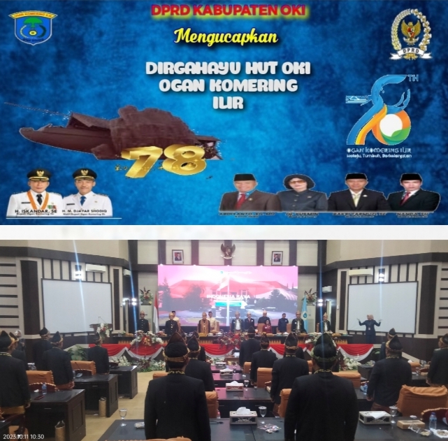 Memperingati hari jadi ke-78 Kabupaten Ogan Komering Ilir Tahun 2023 Di Rapat Paripurna DPRD OKI