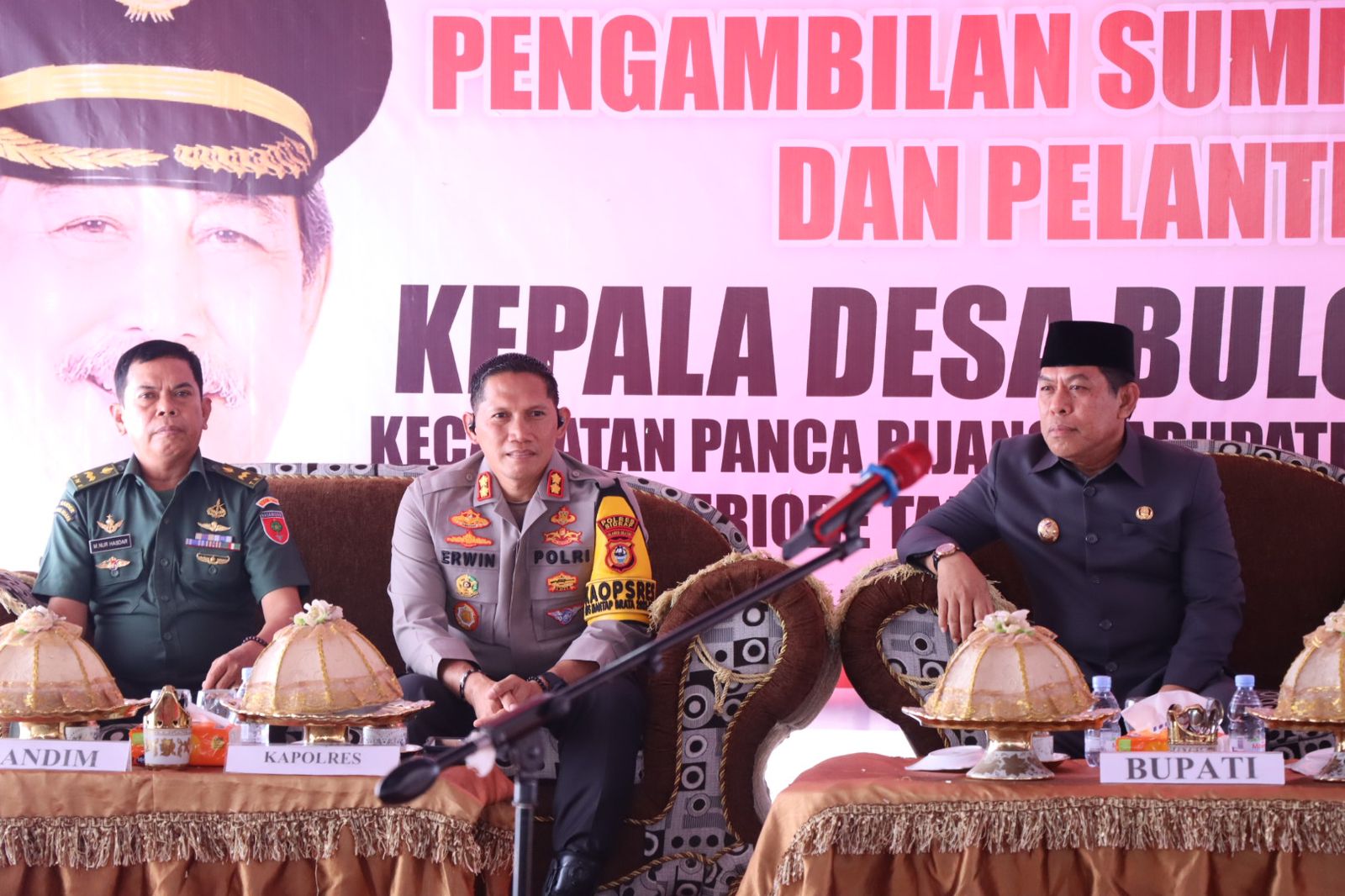 Kapolres Sidrap Hadiri Pengambilan Sumpah Jabatan dan Pelantikan Kades Bulo Wattang, Passeno dan Tonrong Rijang