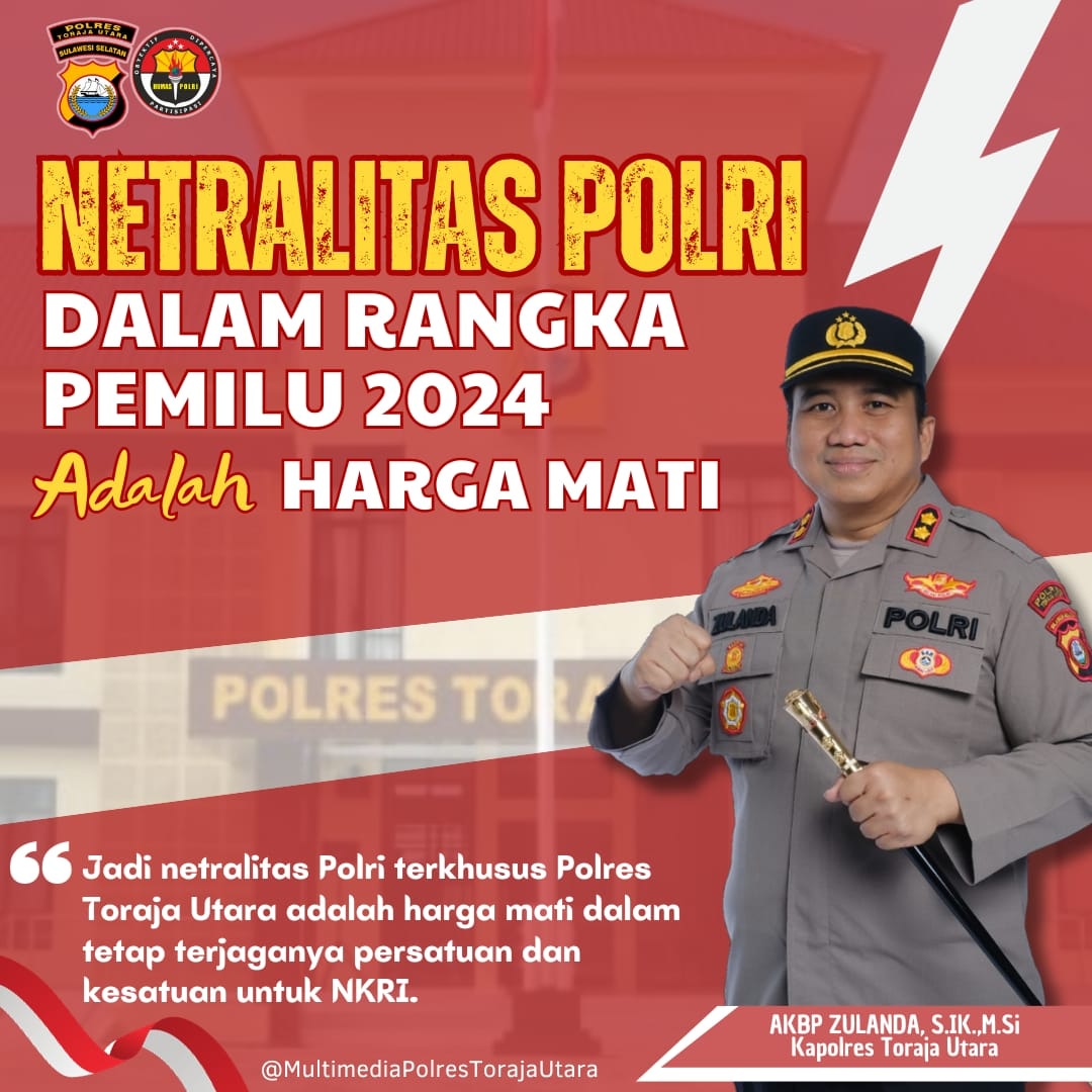 Kapolres Toraja Utara Ingatkan Personel Terkait Harga Mati Netralitas Polri di Pemilu 2024