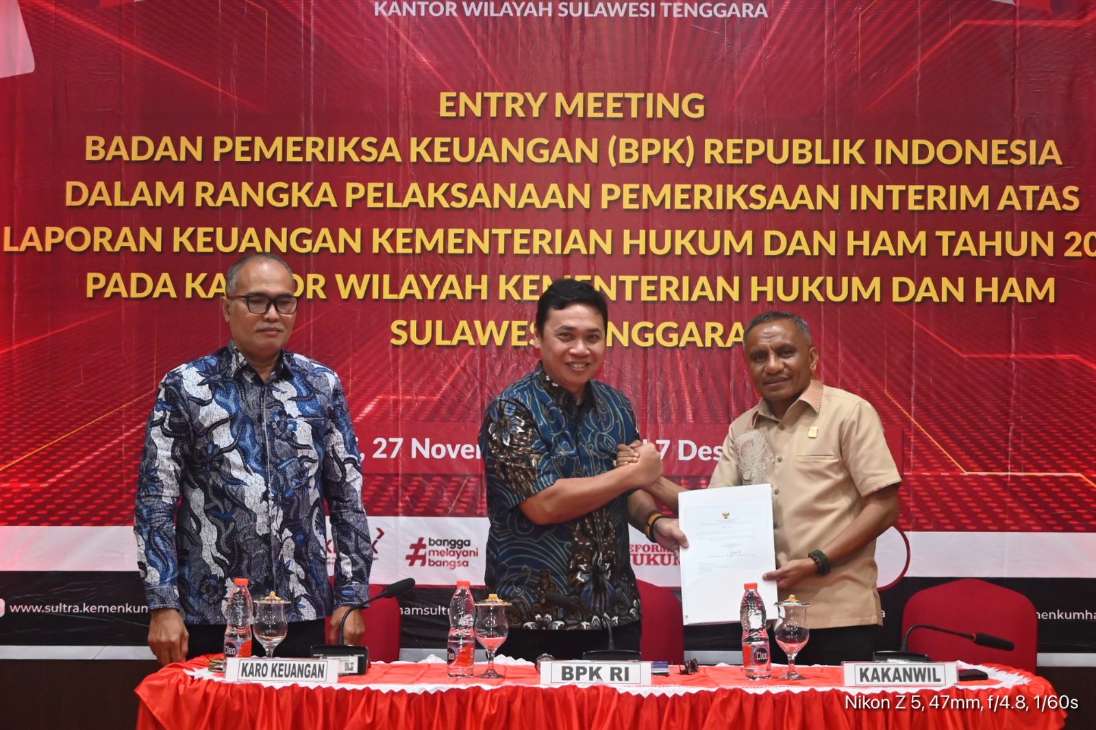 Kanwil Kemenkumham Sultra Gelar Entry Meeting BPK RI Dalam Rangka Pelaksanaan Pemeriksaan Interim Atas Laporan Keuangan Kemenkumham Tahun 2023