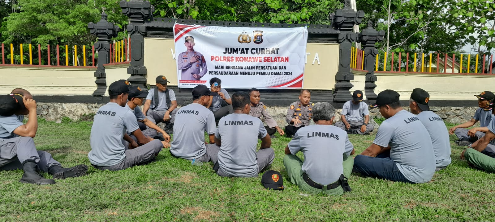 Giat Curhat Kapolsek Palangga Bersama Linmas, Sekaligus Ngopi Bareng