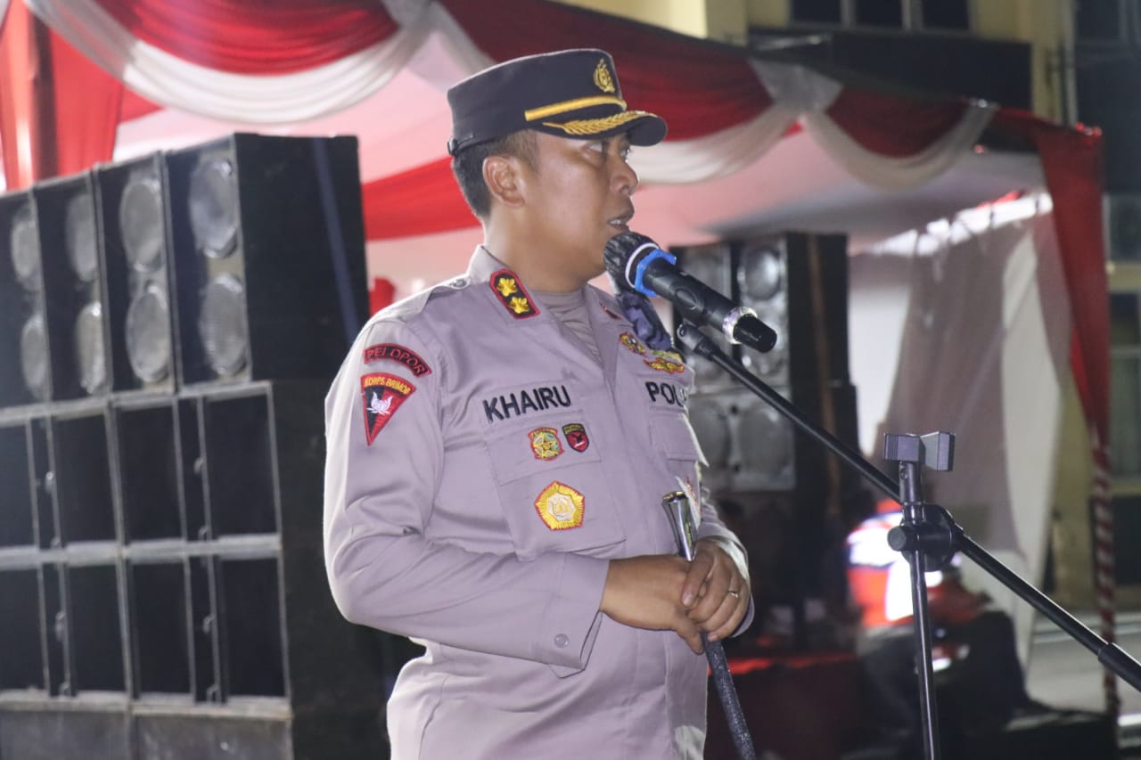 Apel Kesiapan Malam Pergantian Tahun Kapolres AKBP Khairu Nasarudin Siagakan Personelnya