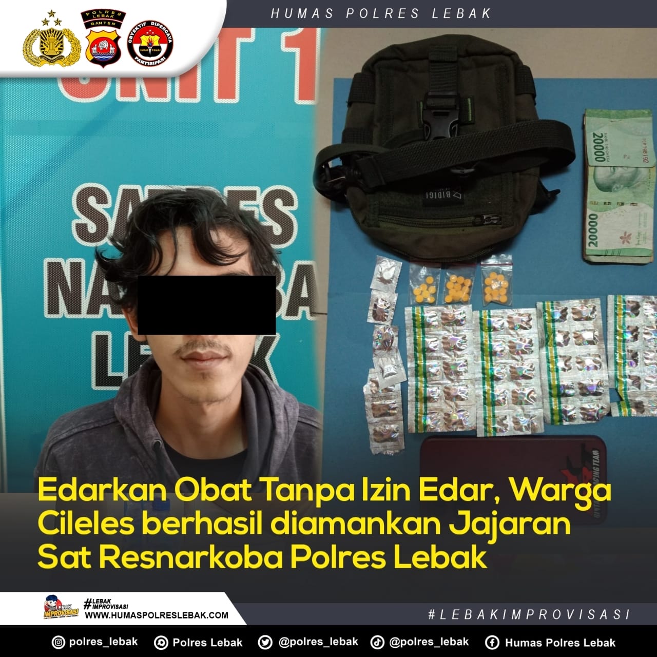 Edarkan Obat Tanpa Izin Edar, Warga Cileles diamankan Jajaran Sat Resnarkoba Polres Lebak