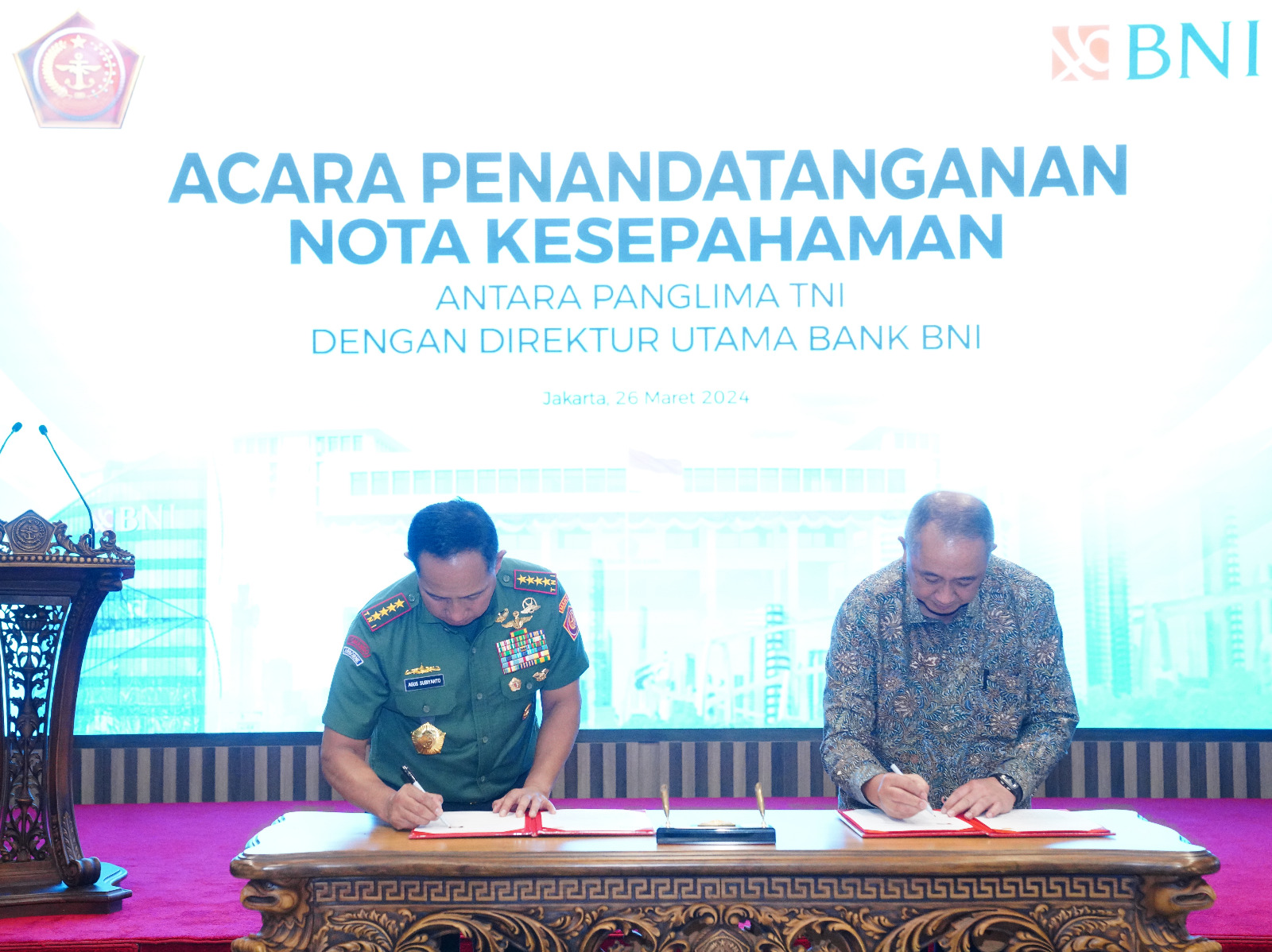 Pererat Kerjasama Layanan Jasa Perbankan, Panglima TNI Tandatangani MOU Dengan Bank BRI, Mandiri dan BNI