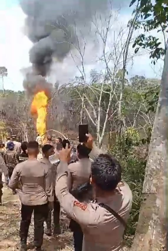 Diduga Ilegal Drilling Dihutan Raya Sulthan Thaha Syaifudin Desa Jebak Kabupaten Batanghari Terbakar Kembali