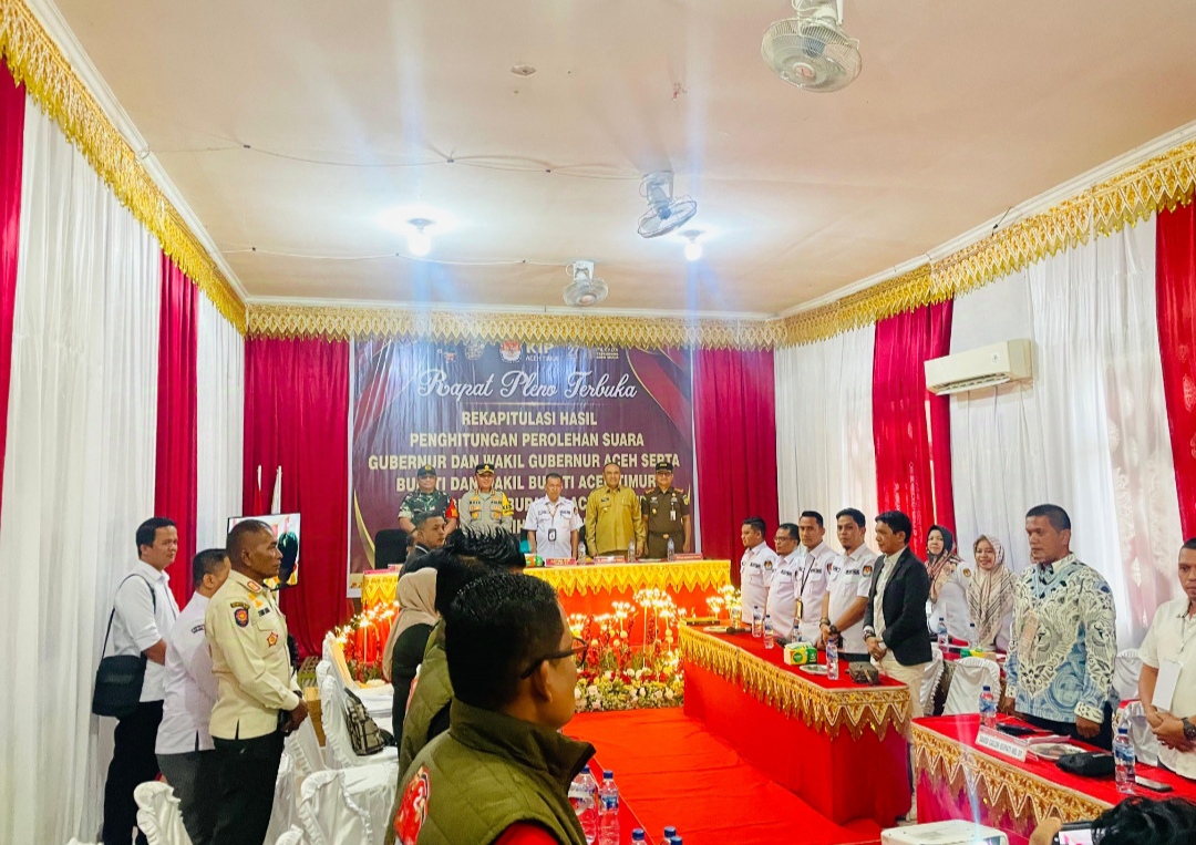 Pj. Bupati Bersama Forkopimda Hadiri Rapat Pleno Terbuka Penghitungan Suara Gubernur dan Wakil Gubernur, Bupati dan Wakil Bupati