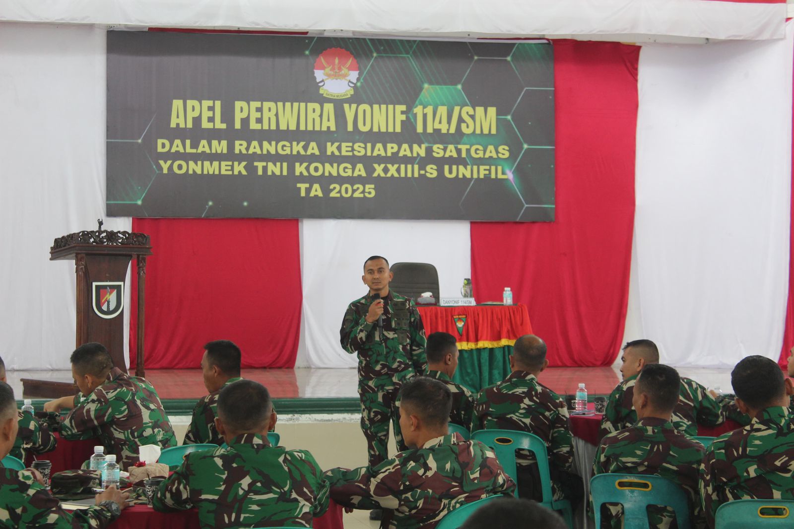 Apel Perwira Yonif 114/SM Guna Menyiapkan Perwira dalam Kesiapan Satgas Yonmek TNI Konga XXIII-S Unifil