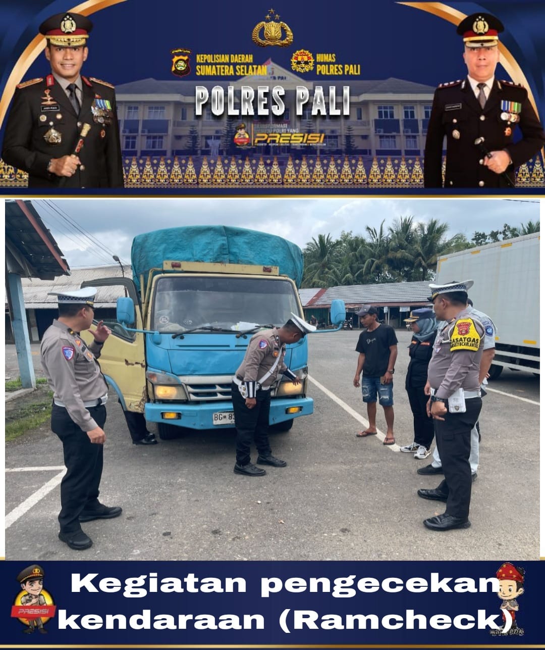 Polres PALI Gelar Ramcheck Kendaraan dan Sosialisasi Ops Keselamatan Musi 2025