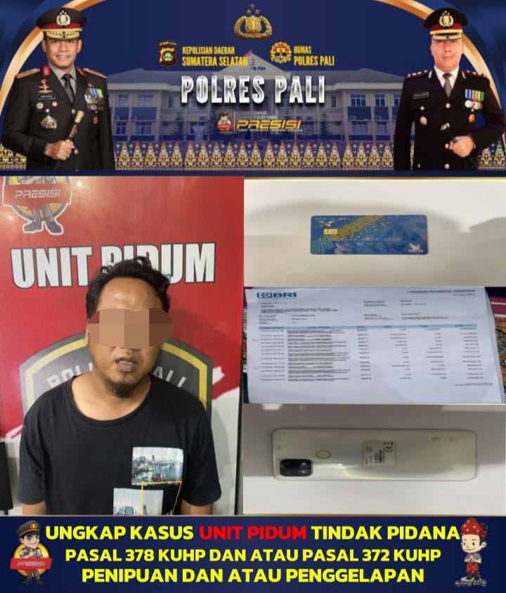 Polres PALI Tangkap Terduga Pelaku Penipuan dan Penggelapan Rp 27,5 Juta di Talang Ubi