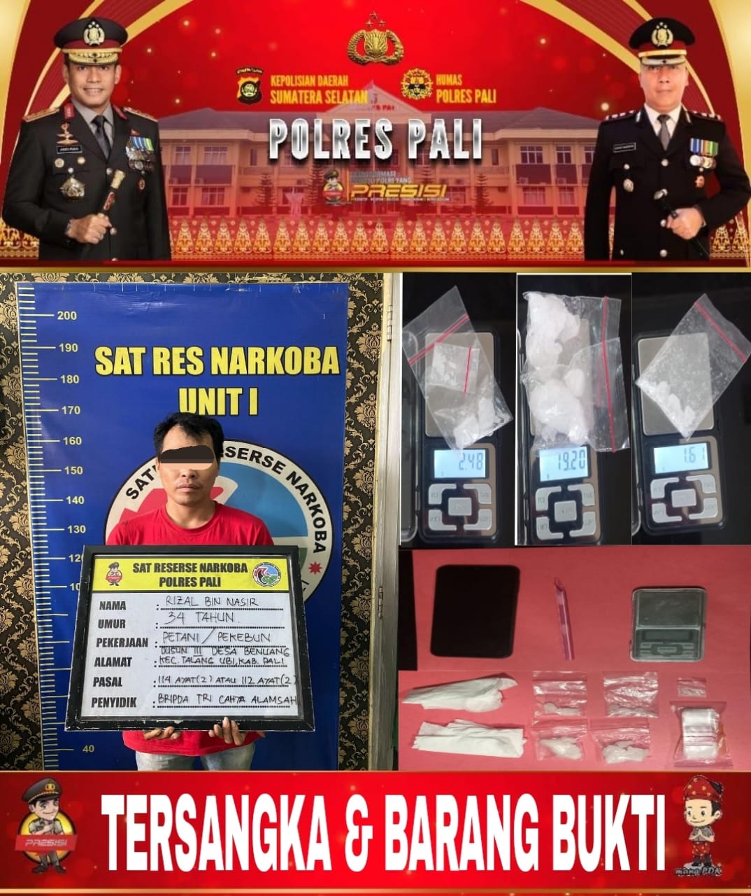 Terduga Pengedar Narkotika Diamankan Polisi, Barang Bukti Sabu 23,29 Gram Disita