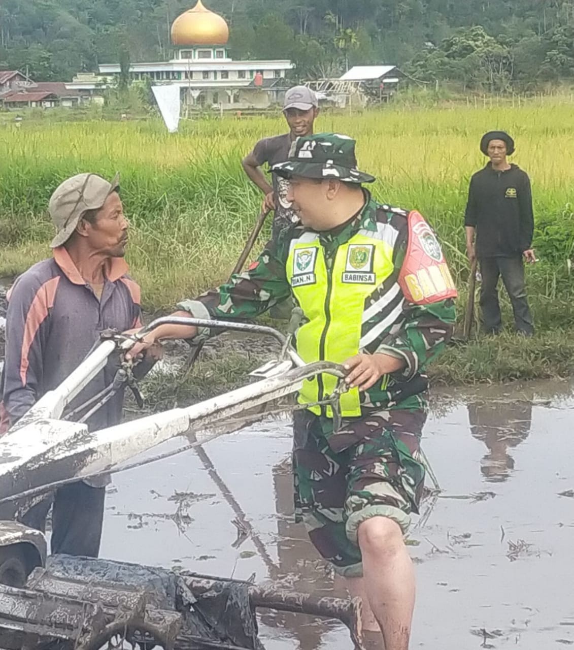 Dukung Ketahanan Pangan, Babinsa Koramil 03/ TG Turun Ke Sawah